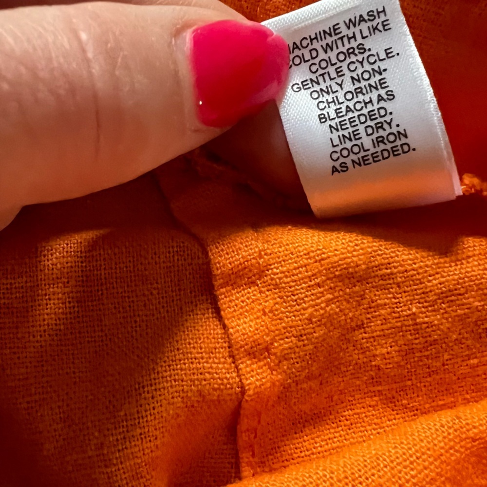 NWOT VERSONA ORANGE HIGH WAISTED LINEN BLEND FLARRED PANTS SIZE 0 S - Picture 9 of 10